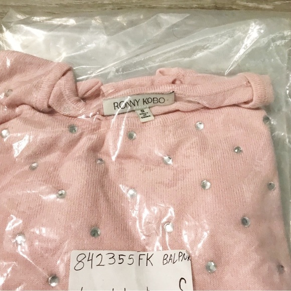 Ronny Kobo Baby Pink Chani Gem Bodysuit in Pink Size S NIB - Picture 4 of 5